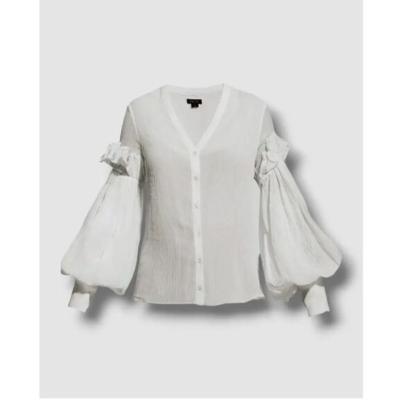 NWOT AS By DF Balloon Sleeve Cotton/Silk Blouse - Picture 1 of 7